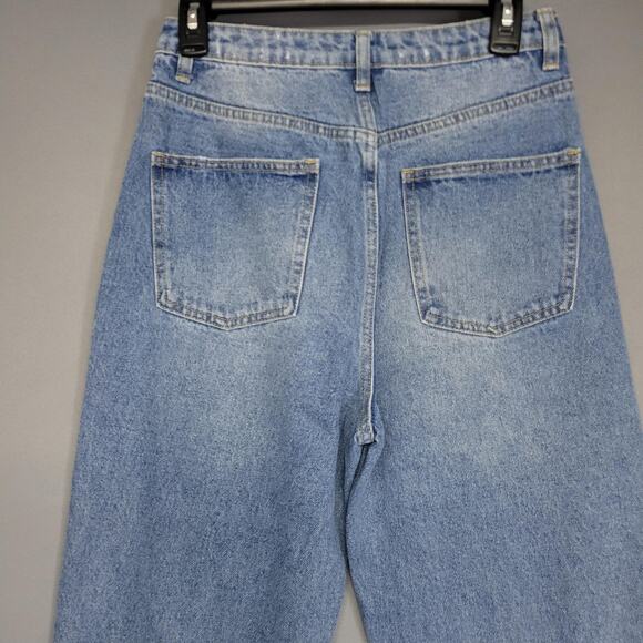 Shein Jeans Womens 28 High Rise Straight Leg Button Fly Distressed Hem Denim - Picture 12 of 15